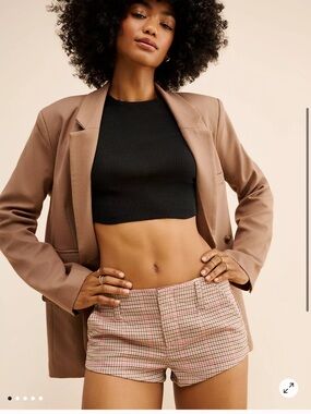 Free People Alessia Menswear Trouser Shorts Neutral Pink Low Rise Sz 12 NEW